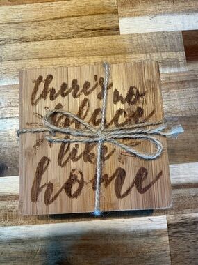 Handmade Bamboo Coasters “There’s No Place Like Home” - Set of 4